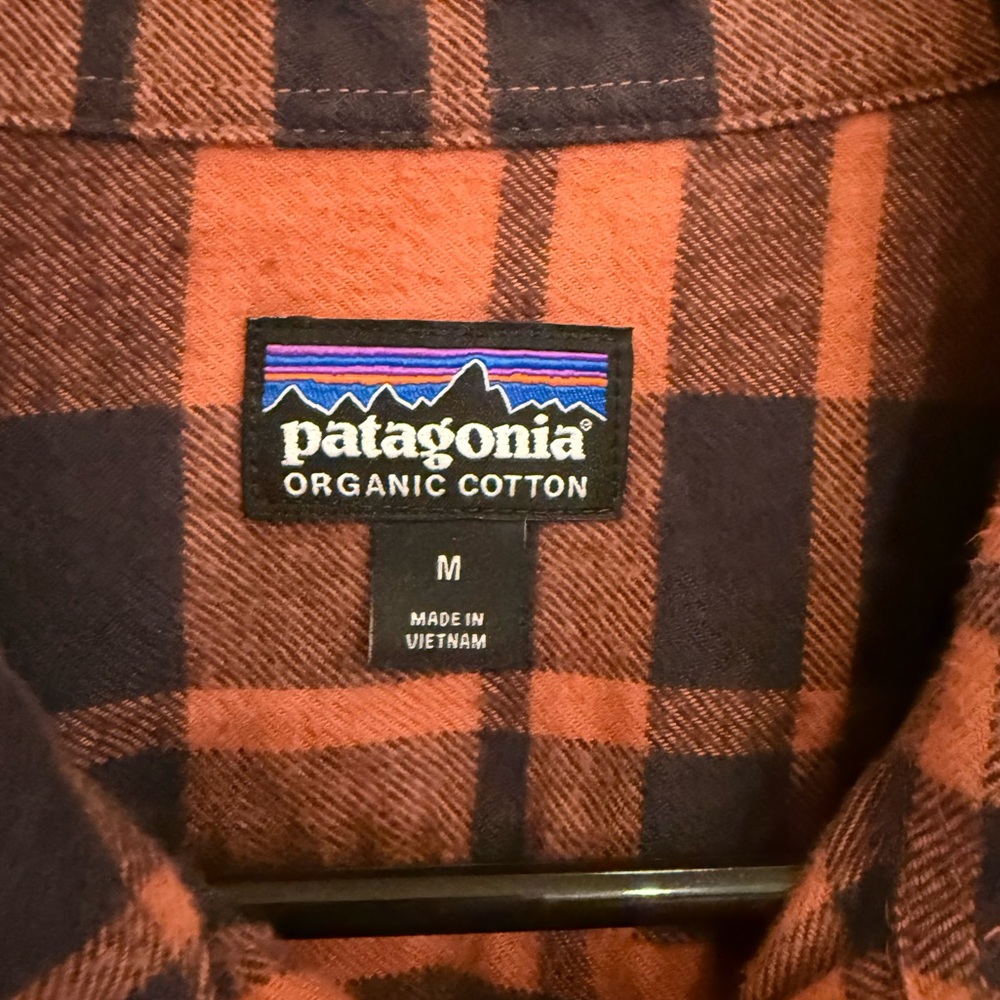 PATAGONIA Fjord Men's Flannel Orange Plaid Shirt SIZE medium - Picture 4 of 7